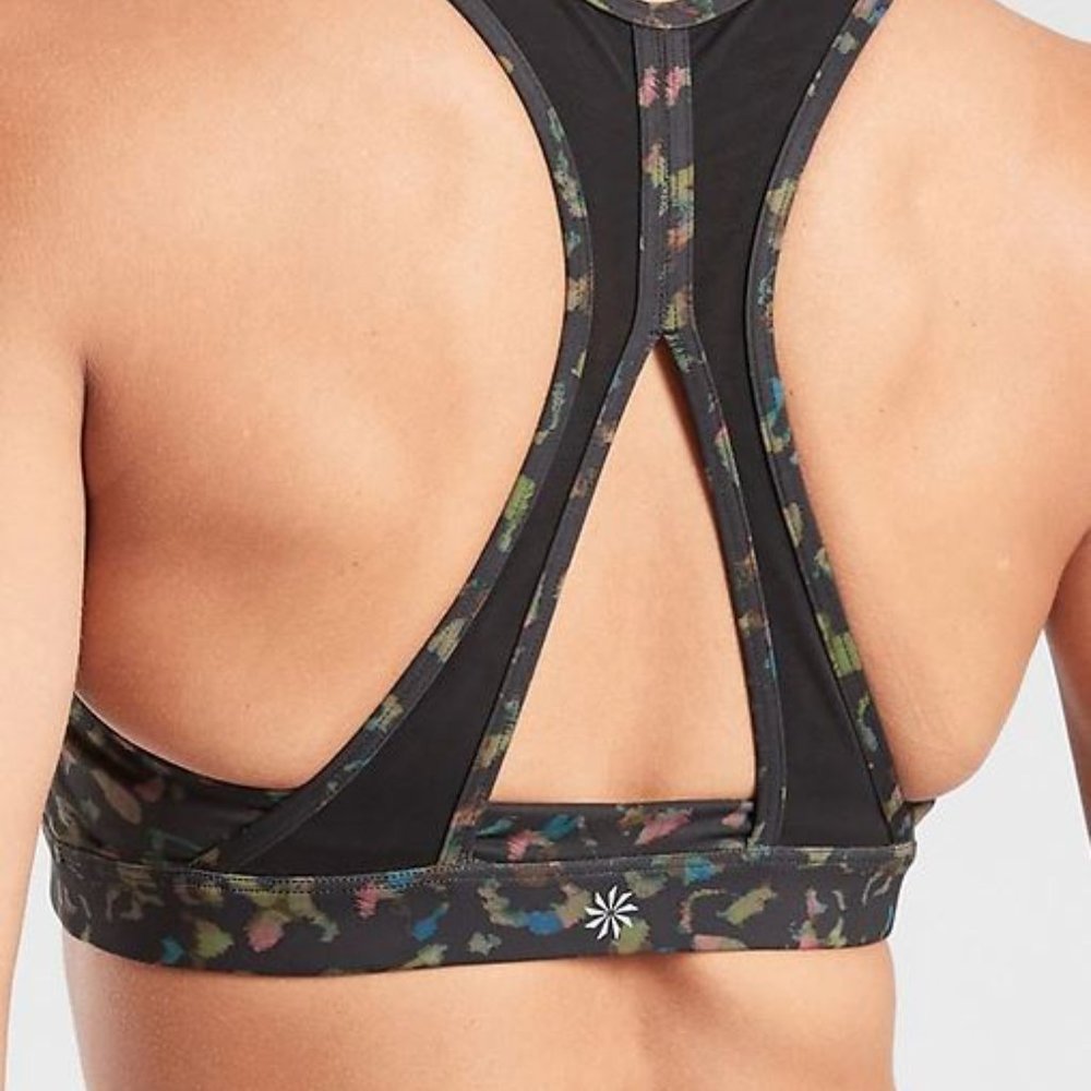 NWT Athleta Black Leopard Printed Contender Bra - Picture 3 of 8